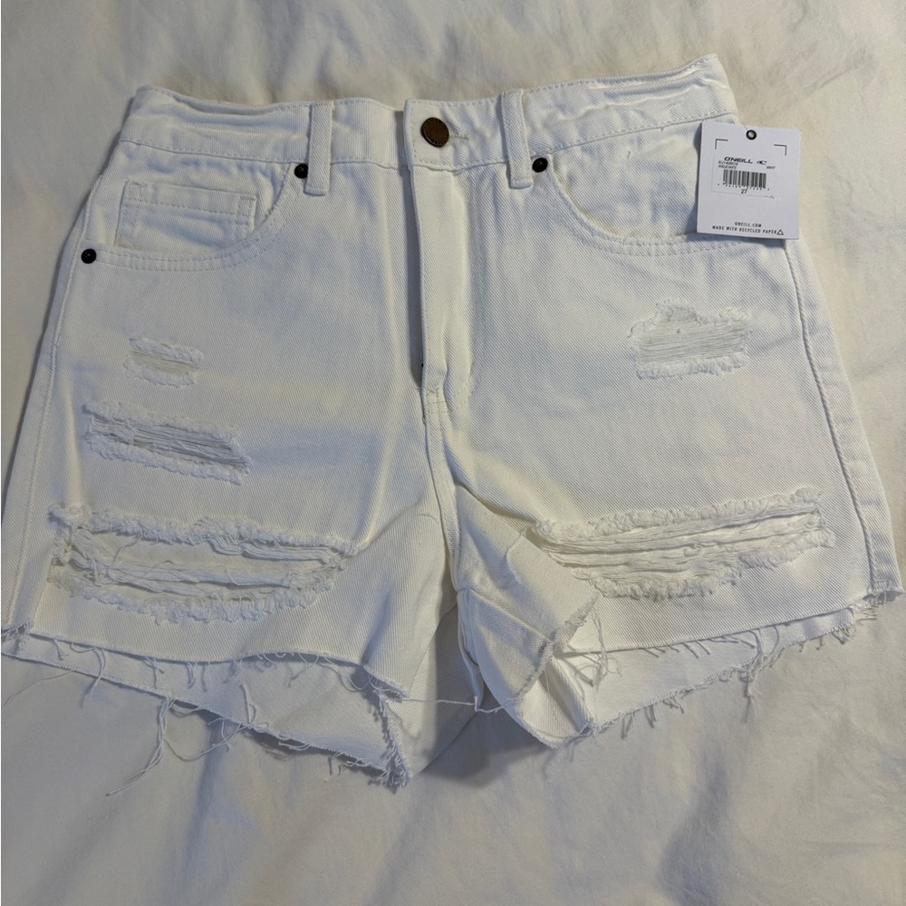 O'Neill White Distressed Jean Shorts